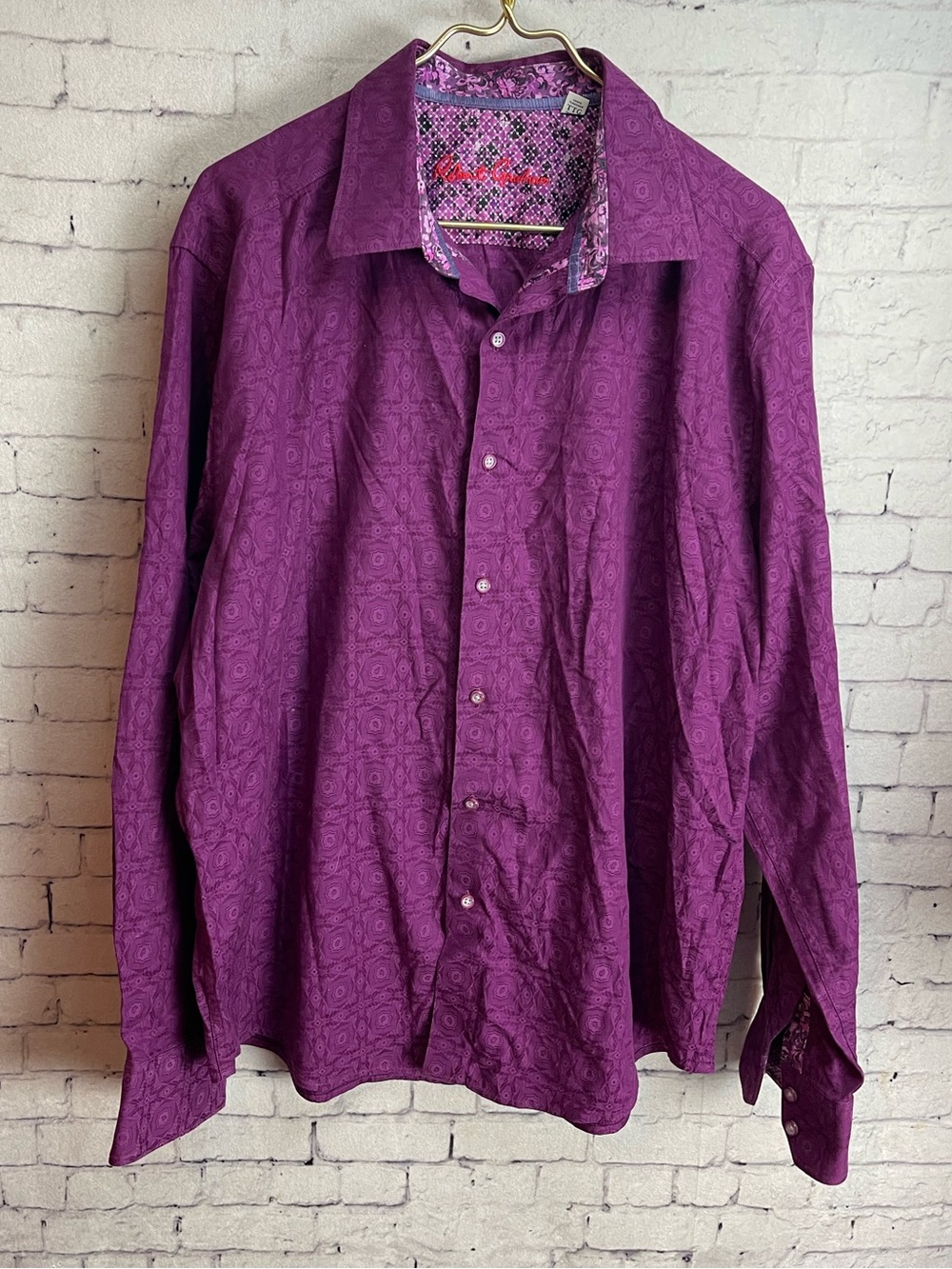 Robert Graham size 2XL purple long sleeve button down shirt
